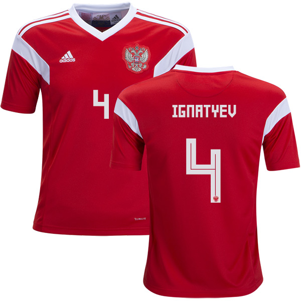 Russia #4 Ignatyev Home Kid Soccer Country Jersey